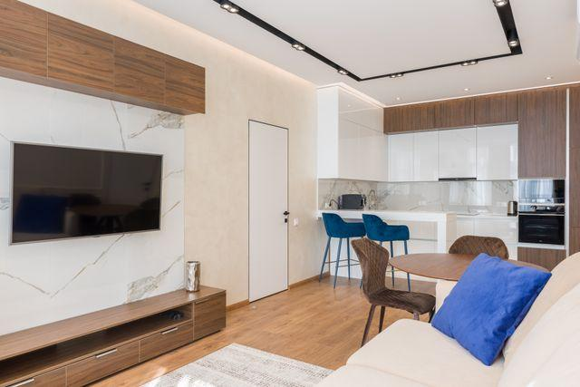 living room with integrated kitchen in a modern apartment